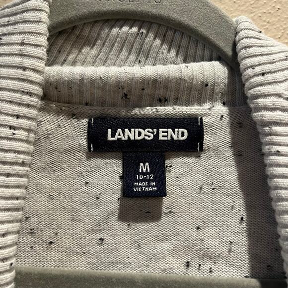 Lands End Open Front Cardigan Sweater Sz M Gray Speckled Cotton Modal Casual - Picture 5 of 5